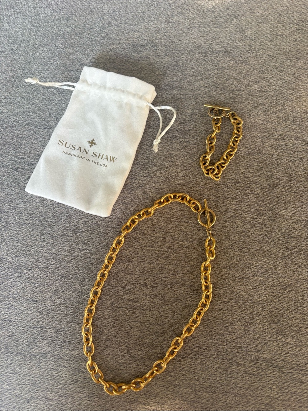 Susan Shaw Gold Link Necklace with matching bracelet